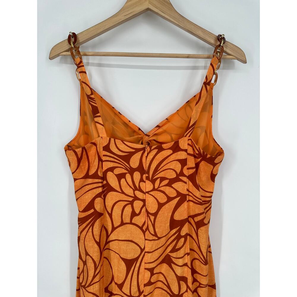 Zara Orange Patterned Midi Dress - Picture 11 of 14